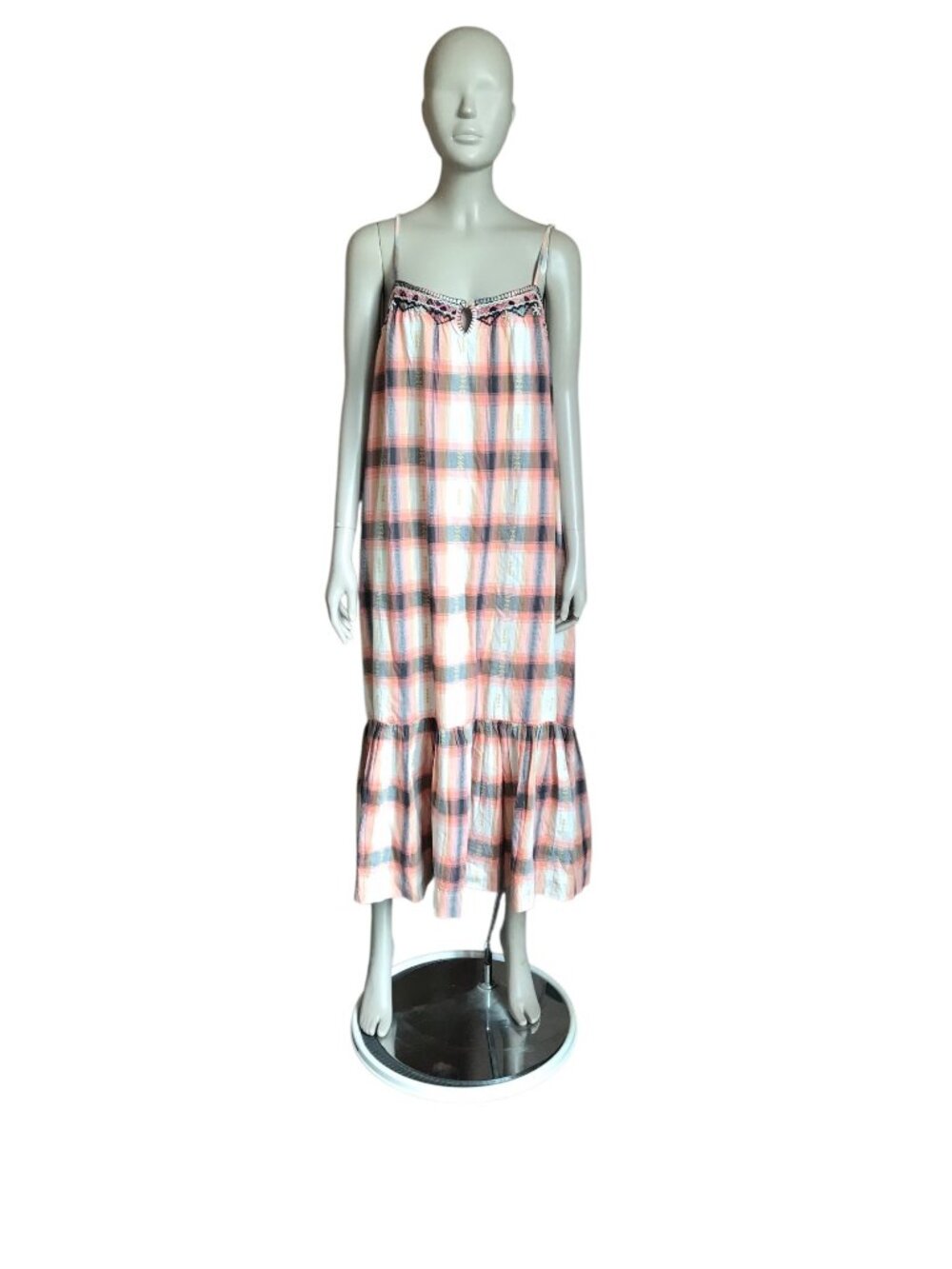 NWT Lucky Brand Pink, Blue and White Midi Dress